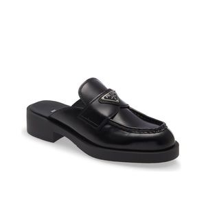 Prada logo platform loafer mule